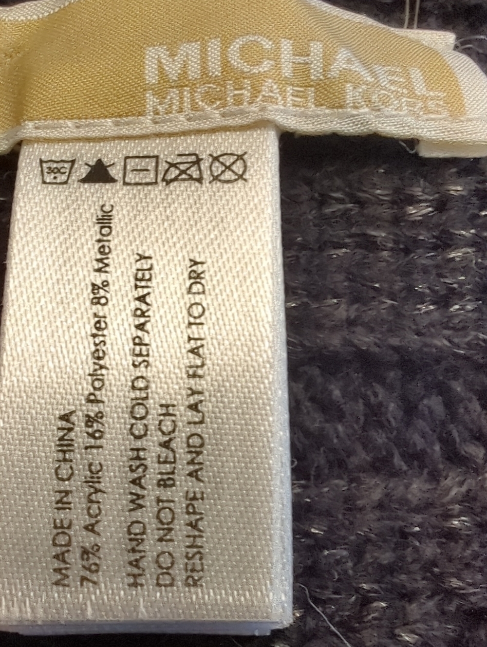 Michael Kors Black And Metallic Thread Monogram Knit Scarf Approximately 10x65 - Picture 3 of 5